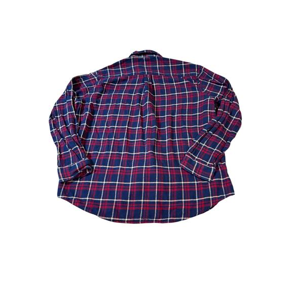 Saddlebred SZ XXL 100% Cotton Blue Red Plaid Button Down Collar Long Sleeve Men - Picture 2 of 8